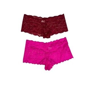 NEW WITH TAGS SET OF Escante Collection Lace Boy Shorts Red & Pink 1X-3X